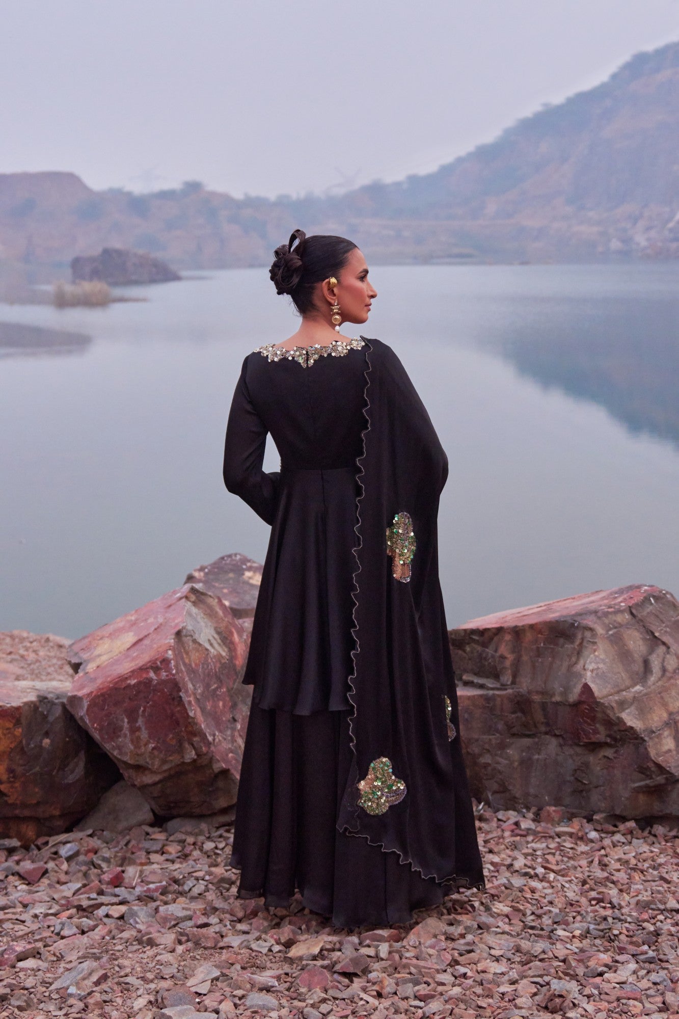 Black Sharara Set