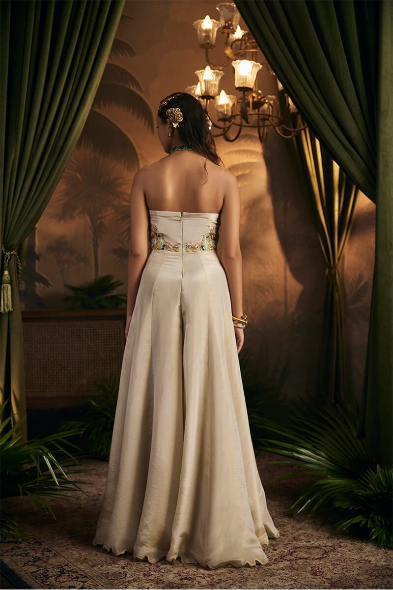 Sequins Intricate Cutwork Embroidered Corset Jumpsuit