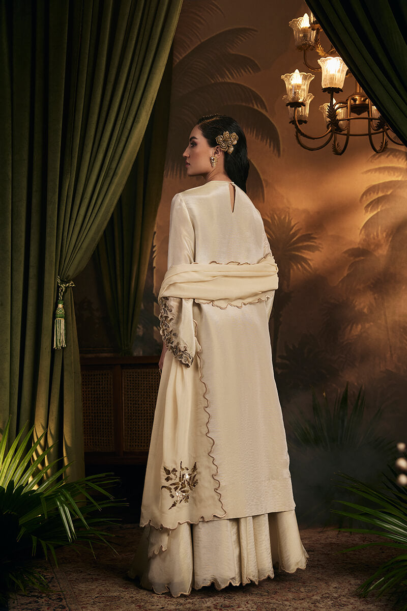 Embroidered Kurta Paired with Sharara and Embroidered Dupatta