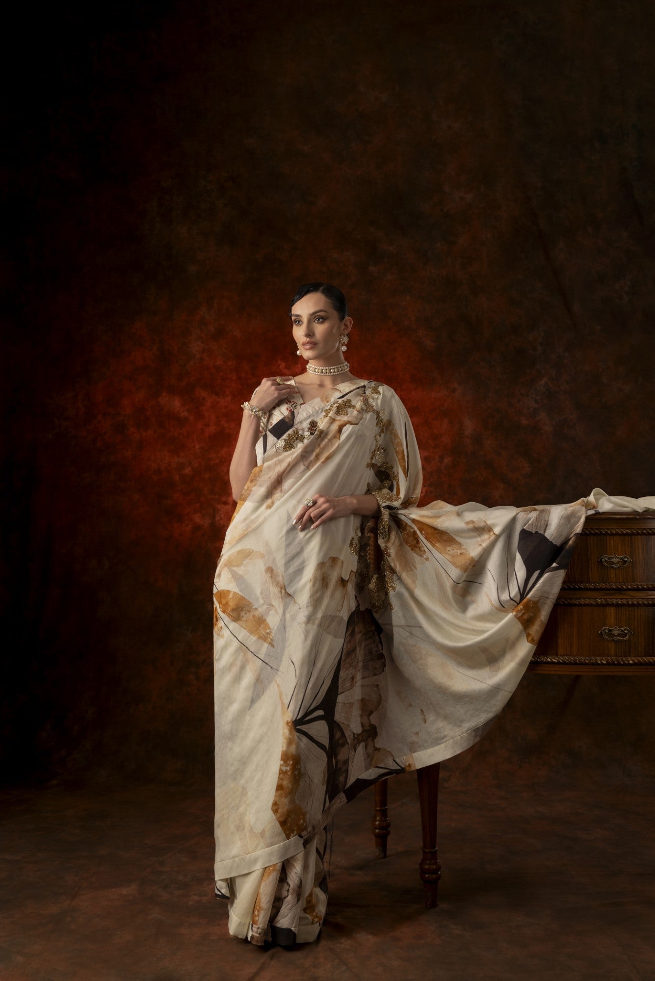 Ivory Symphony - Saree Set