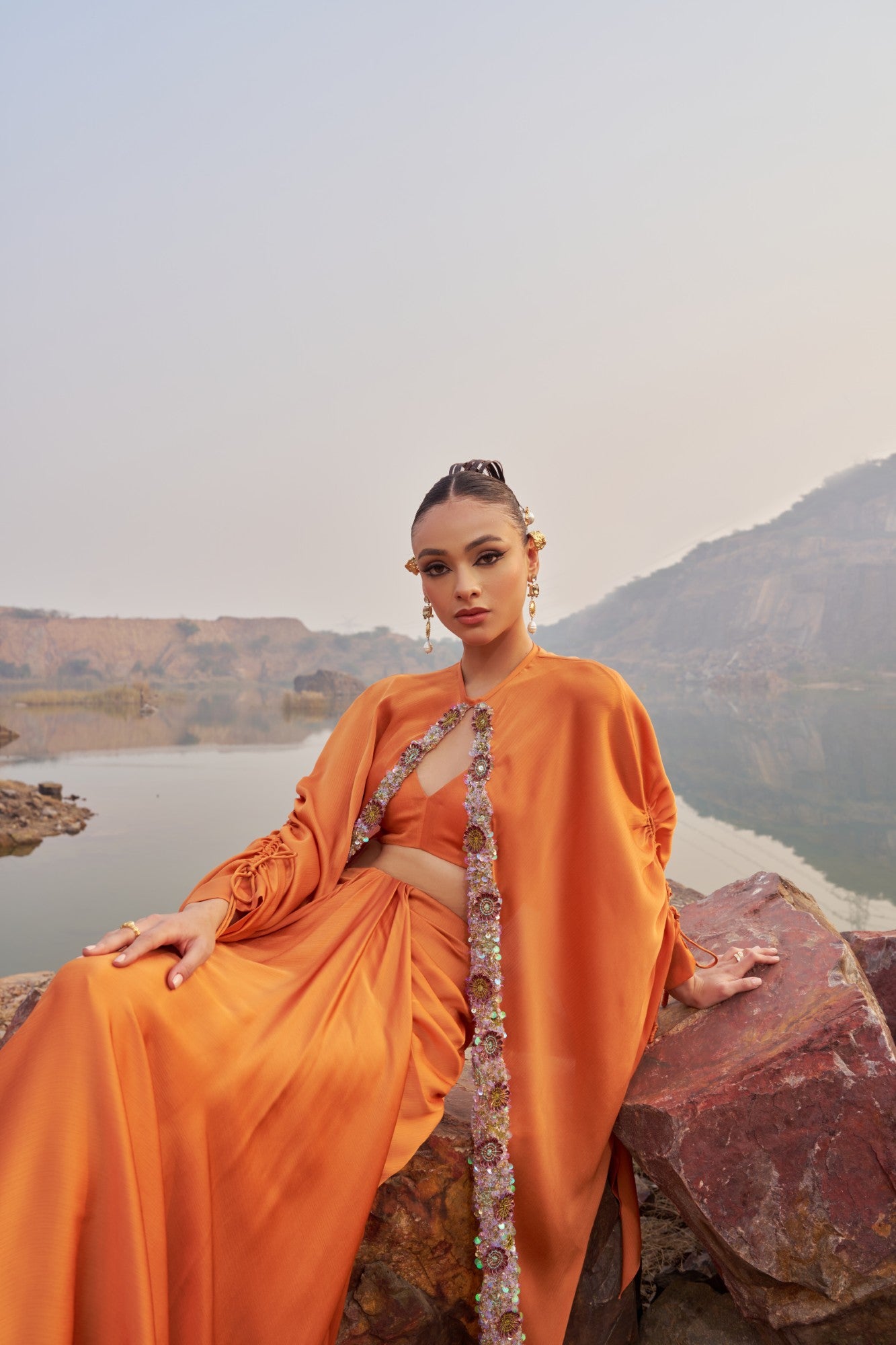 Orange Skirt Set