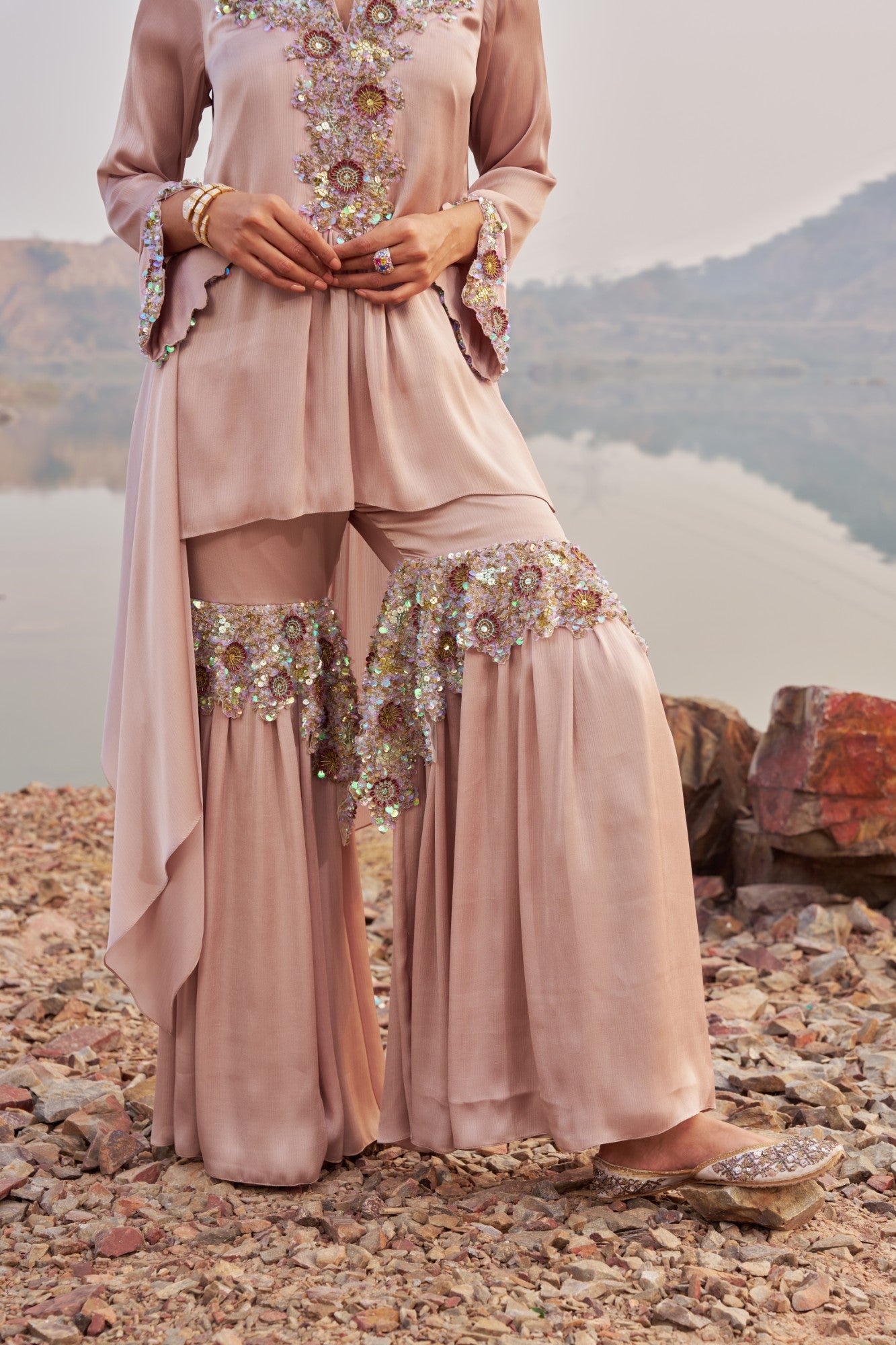 Beige Sharara Set