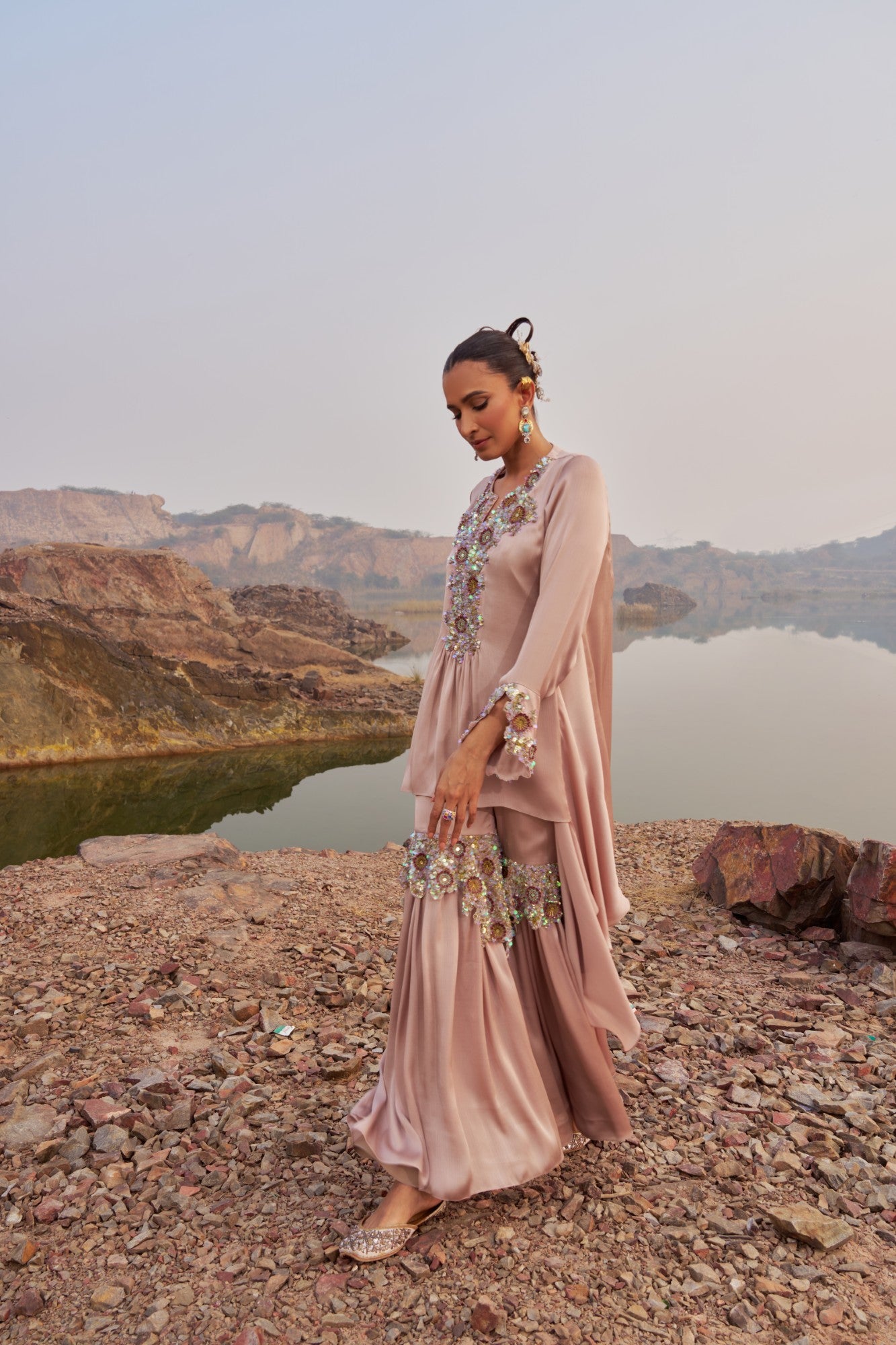 Beige Sharara Set