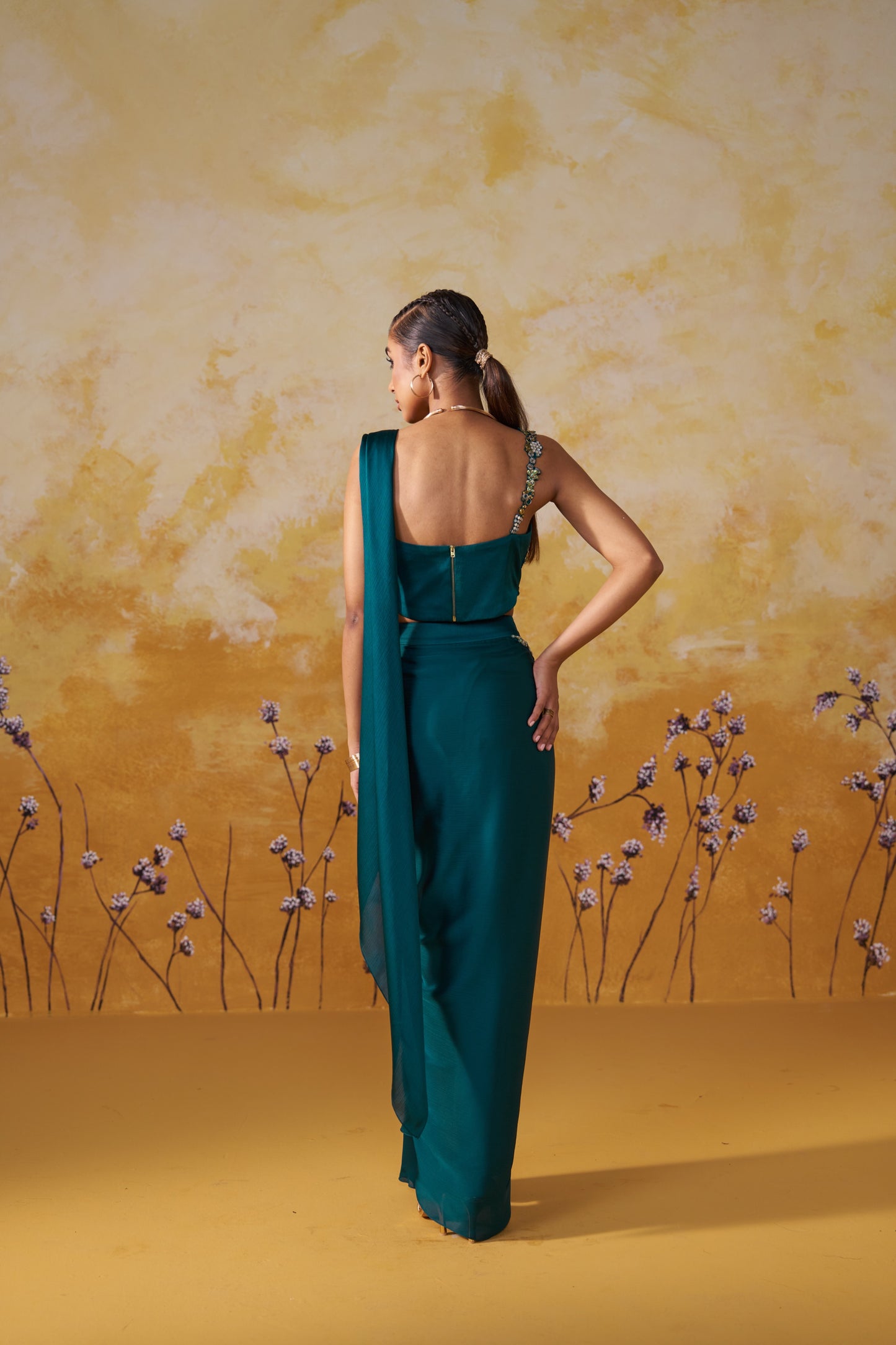 OPALUS DRAPED SAREE SET