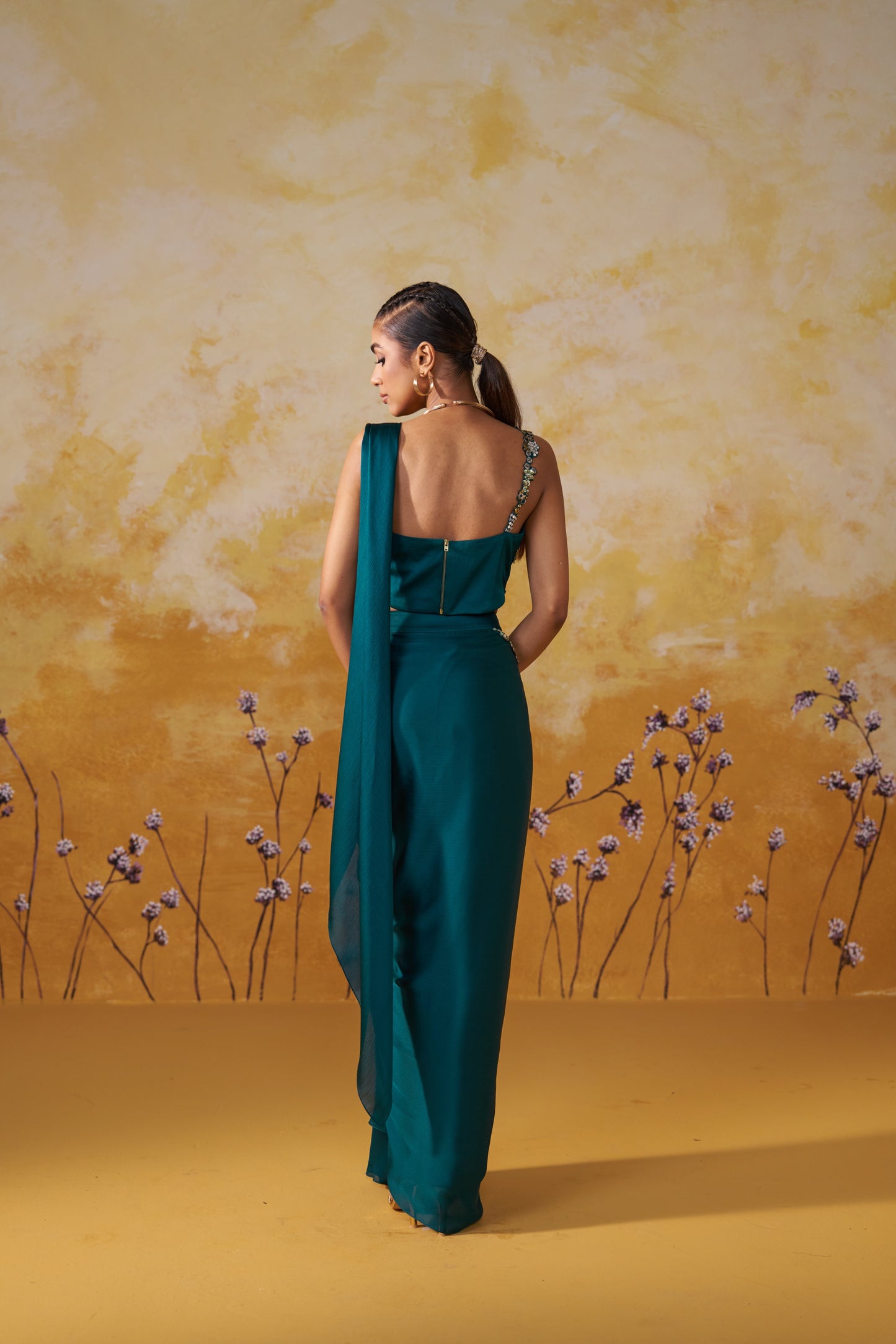 OPALUS DRAPED SAREE SET