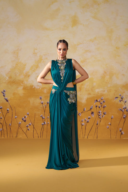 NOCTURNE DRAPED SAREE SET