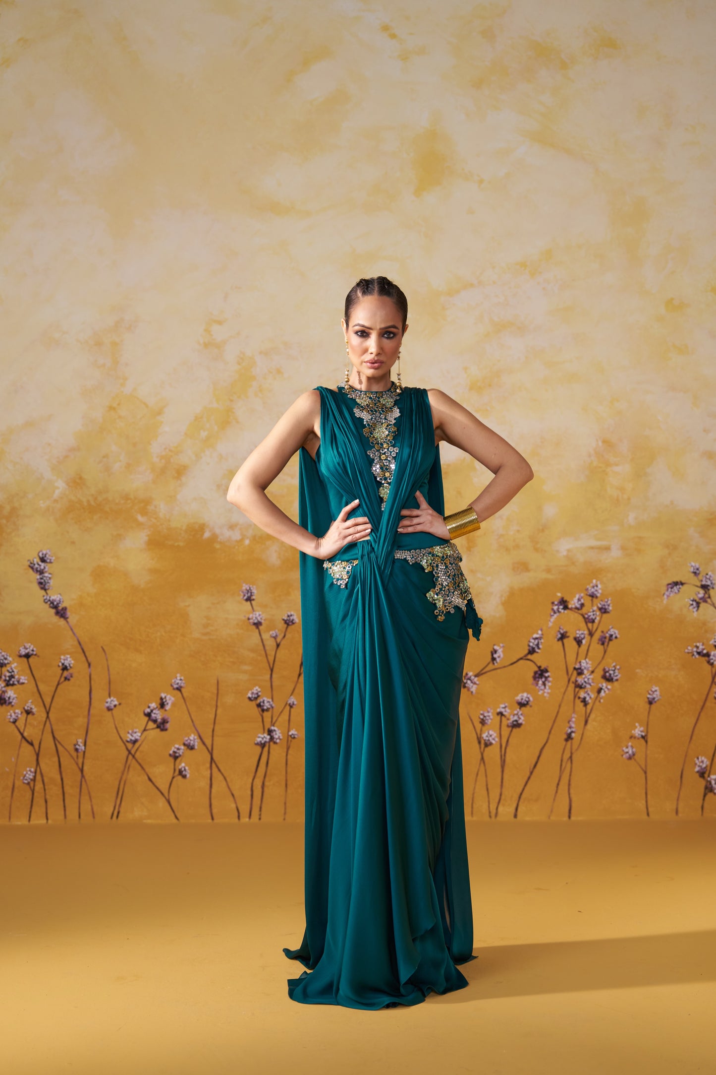 NOCTURNE DRAPED SAREE SET