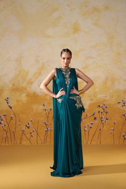 NOCTURNE DRAPED SAREE SET