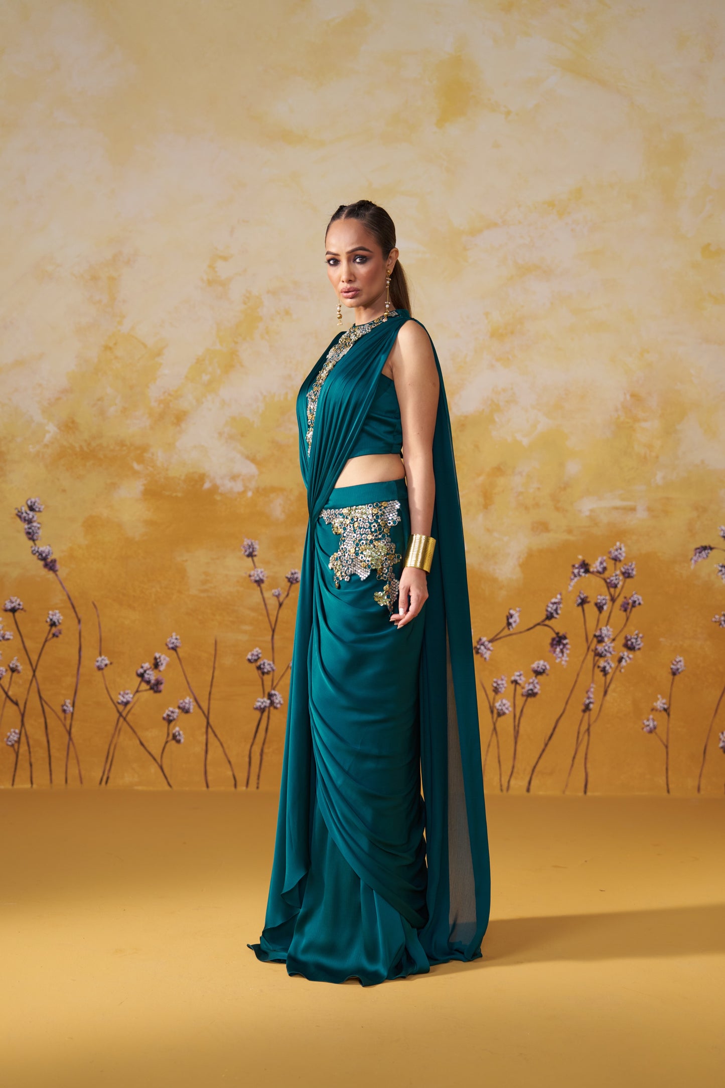 NOCTURNE DRAPED SAREE SET