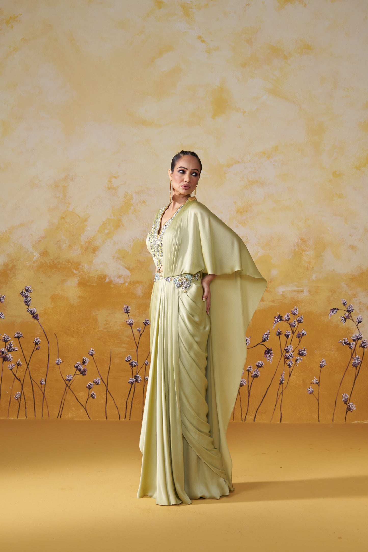 MAZE DRAPE SAREE SET