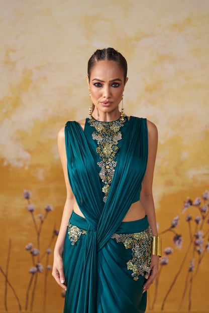 NOCTURNE DRAPED SAREE SET