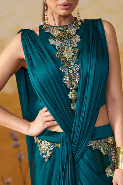 NOCTURNE DRAPED SAREE SET