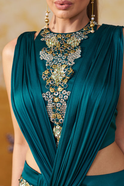 NOCTURNE DRAPED SAREE SET