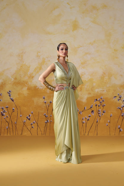 MAZE DRAPE SAREE SET