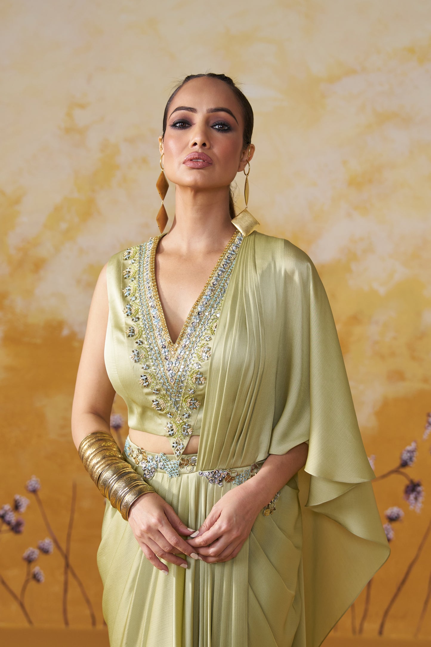 MAZE DRAPE SAREE SET