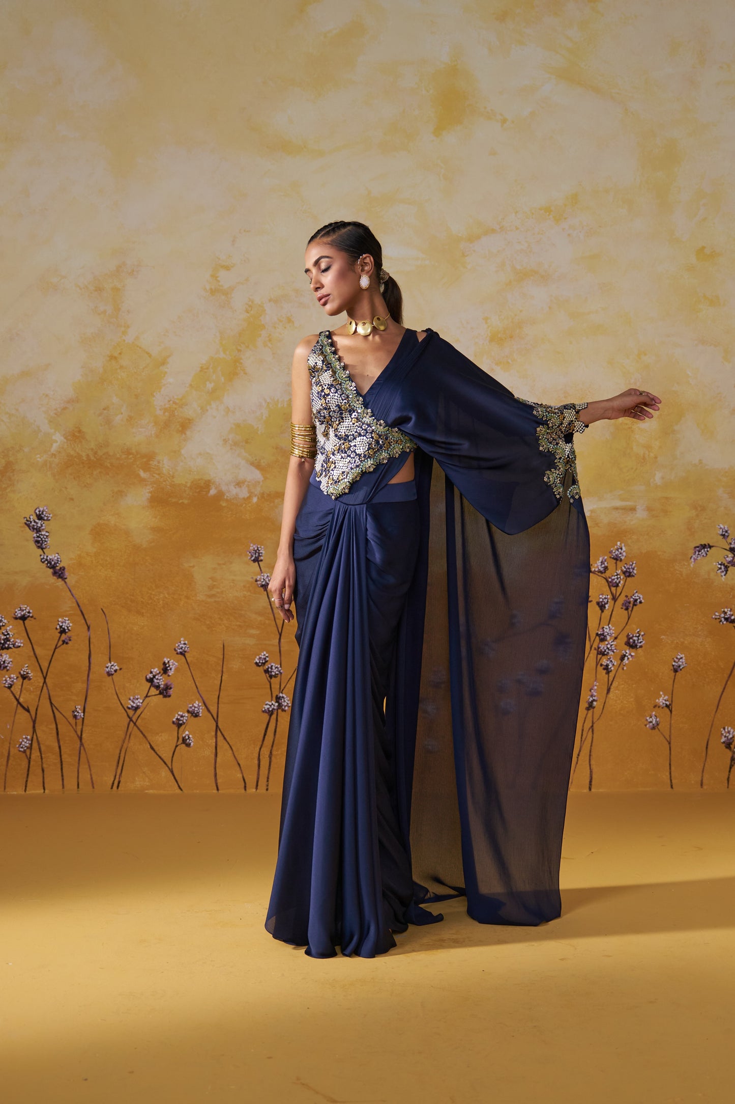 IMPEL DRAPED SAREE SET