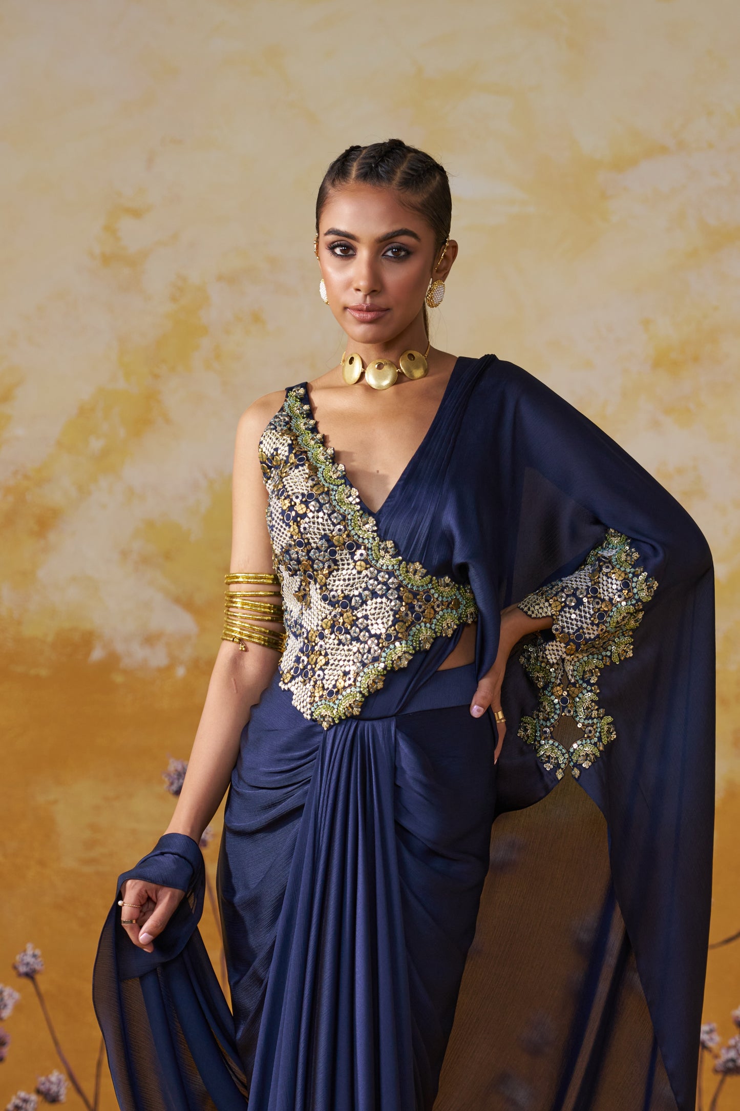 IMPEL DRAPED SAREE SET