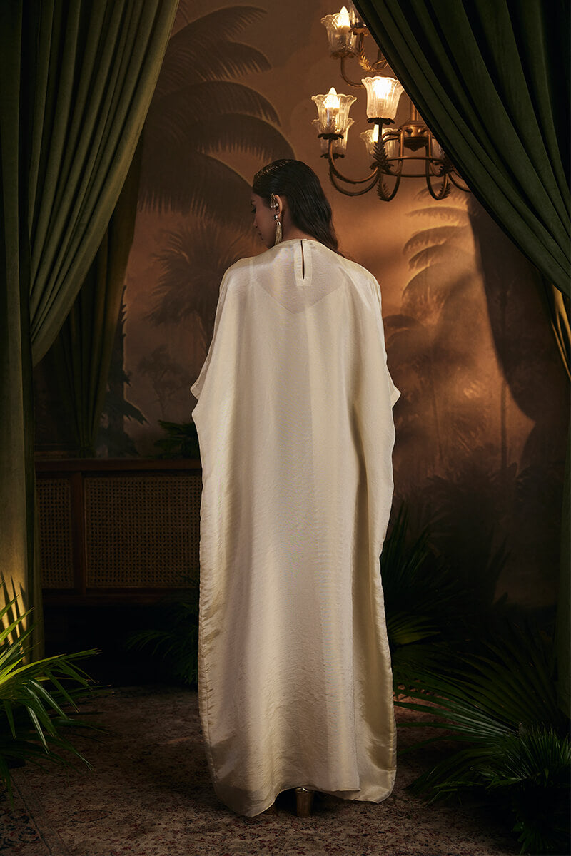 Embroidered Yoke Kaftan with Slip