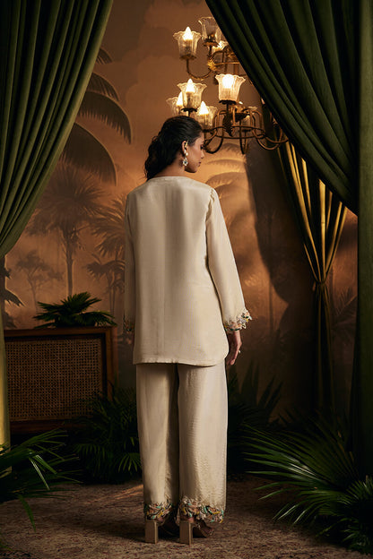 Tunic with Embroidered Tassels Paired with Salwar and Dupatta