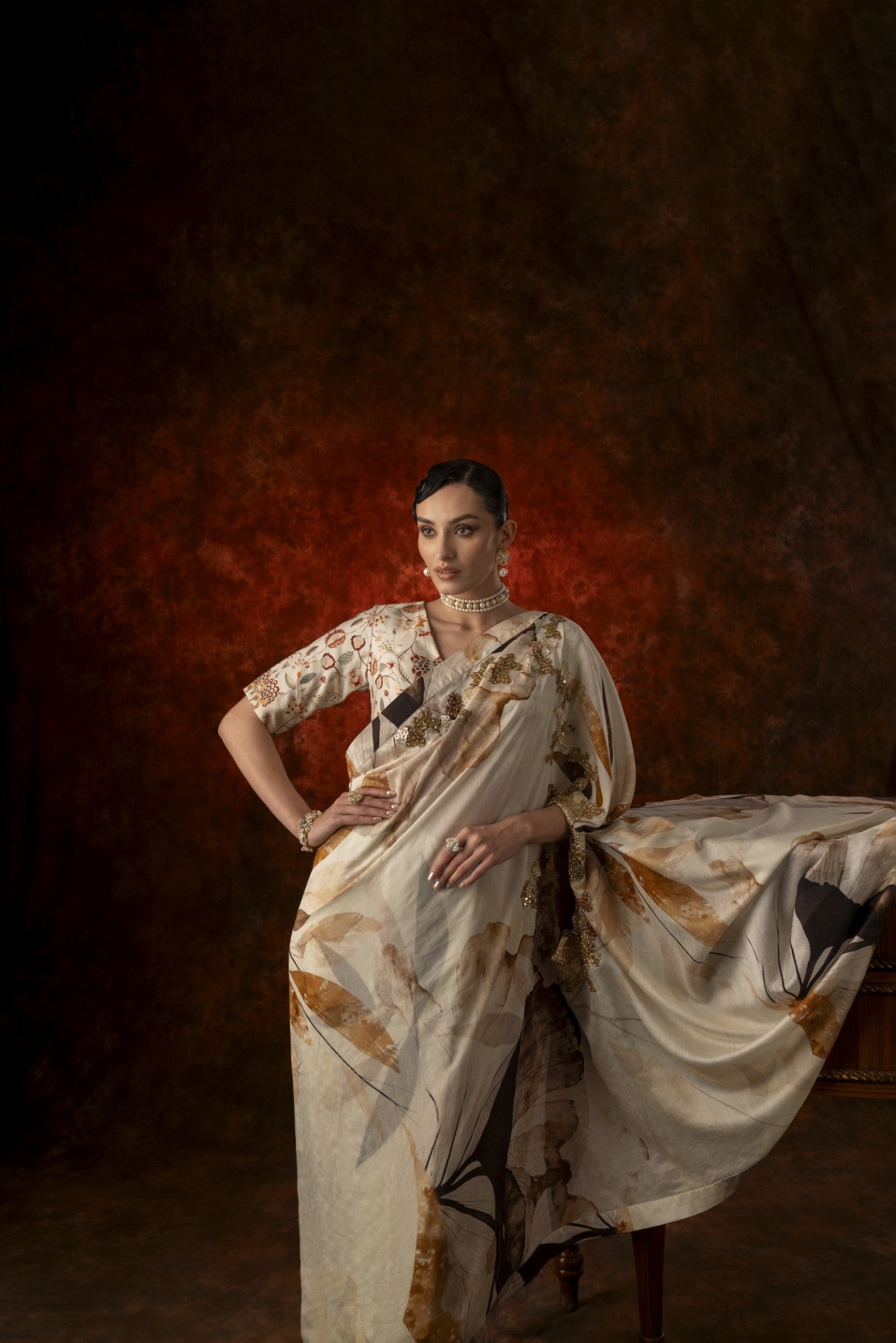 Ivory Symphony - Saree Set