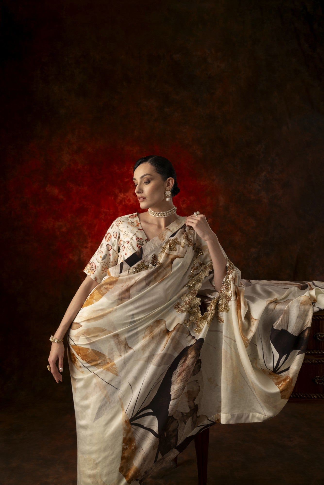 Ivory Symphony - Saree Set