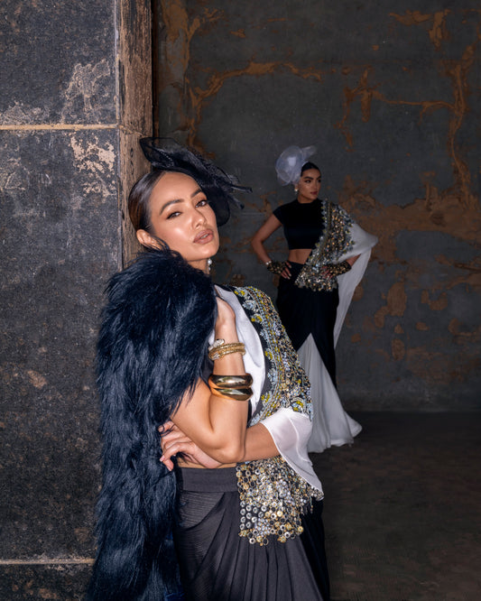 PEARL GLAZE DRAPE SAREE SET