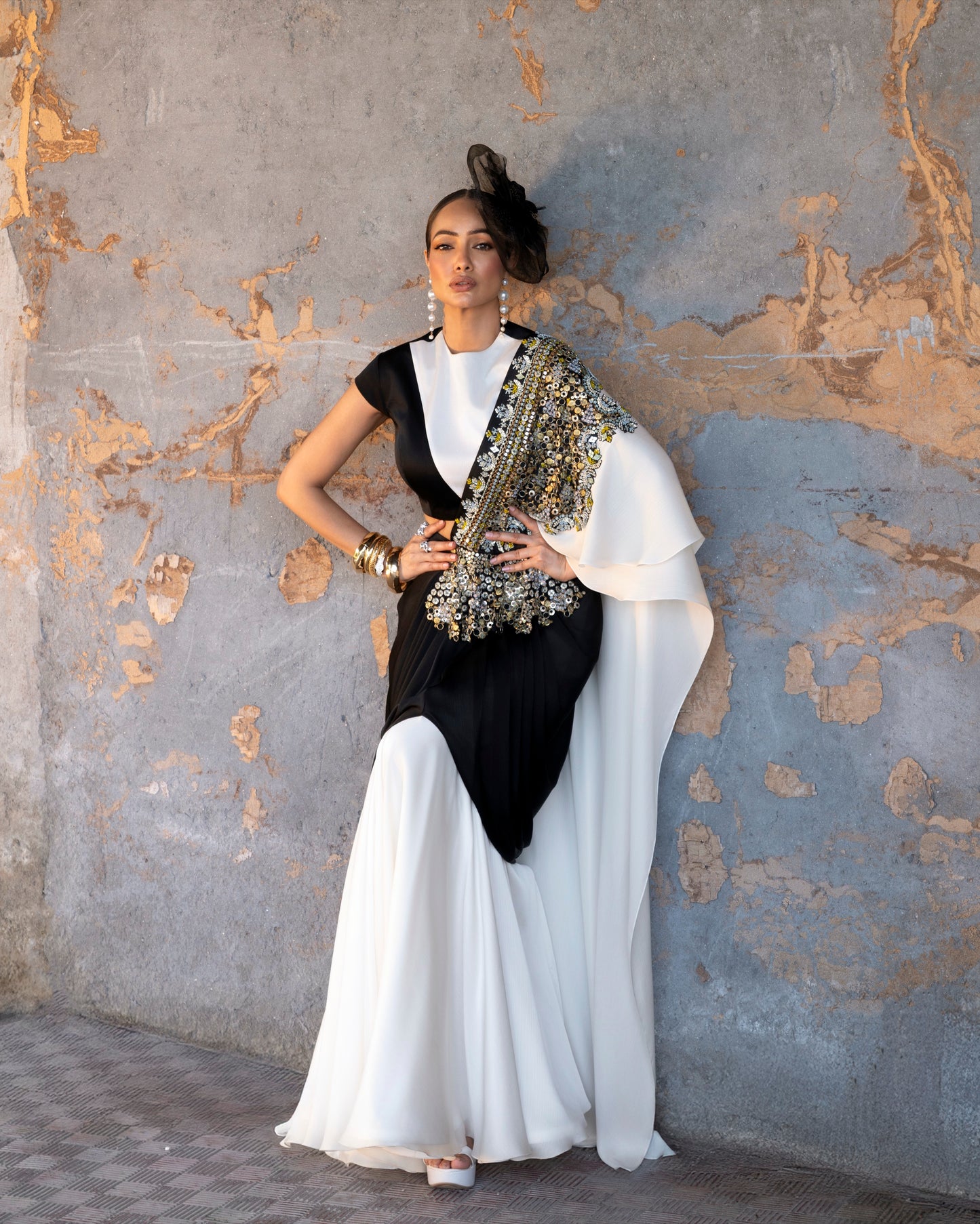 PEARL GLAZE DRAPE SAREE SET