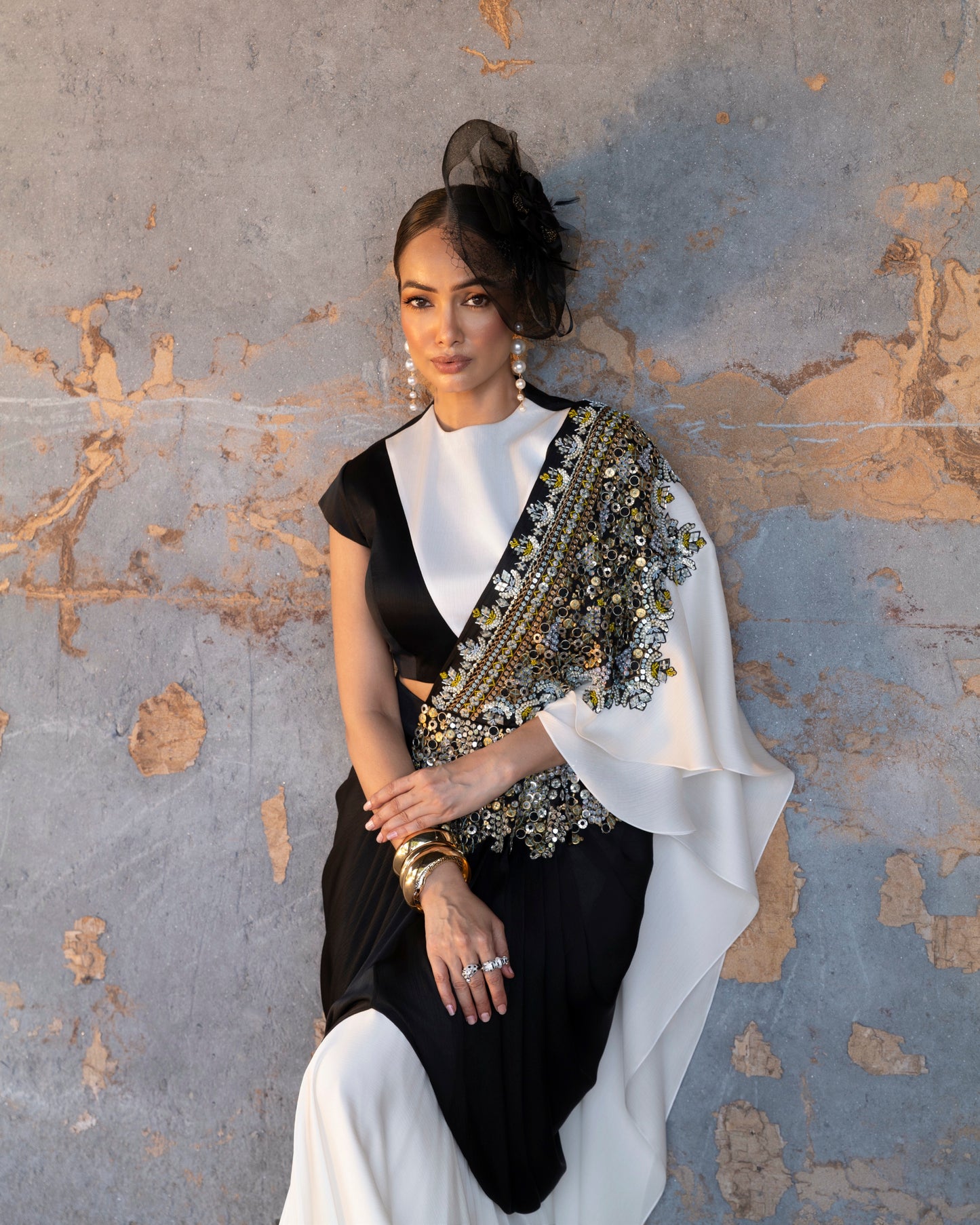 PEARL GLAZE DRAPE SAREE SET