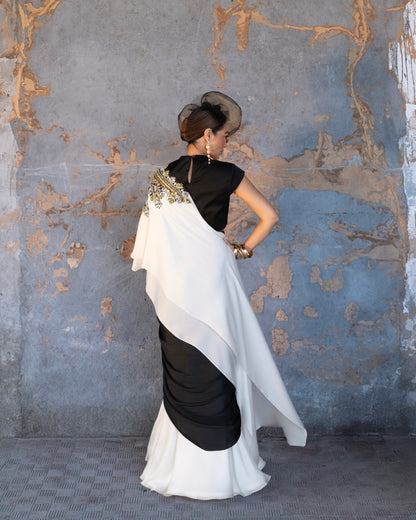PEARL GLAZE DRAPE SAREE SET