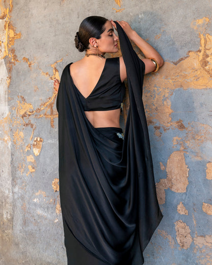 GARNET GLOW DRAPE SAREE SET