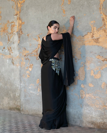 GARNET GLOW DRAPE SAREE SET