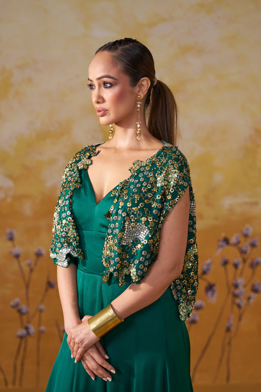 VERDURE CAPE JUMPSUIT