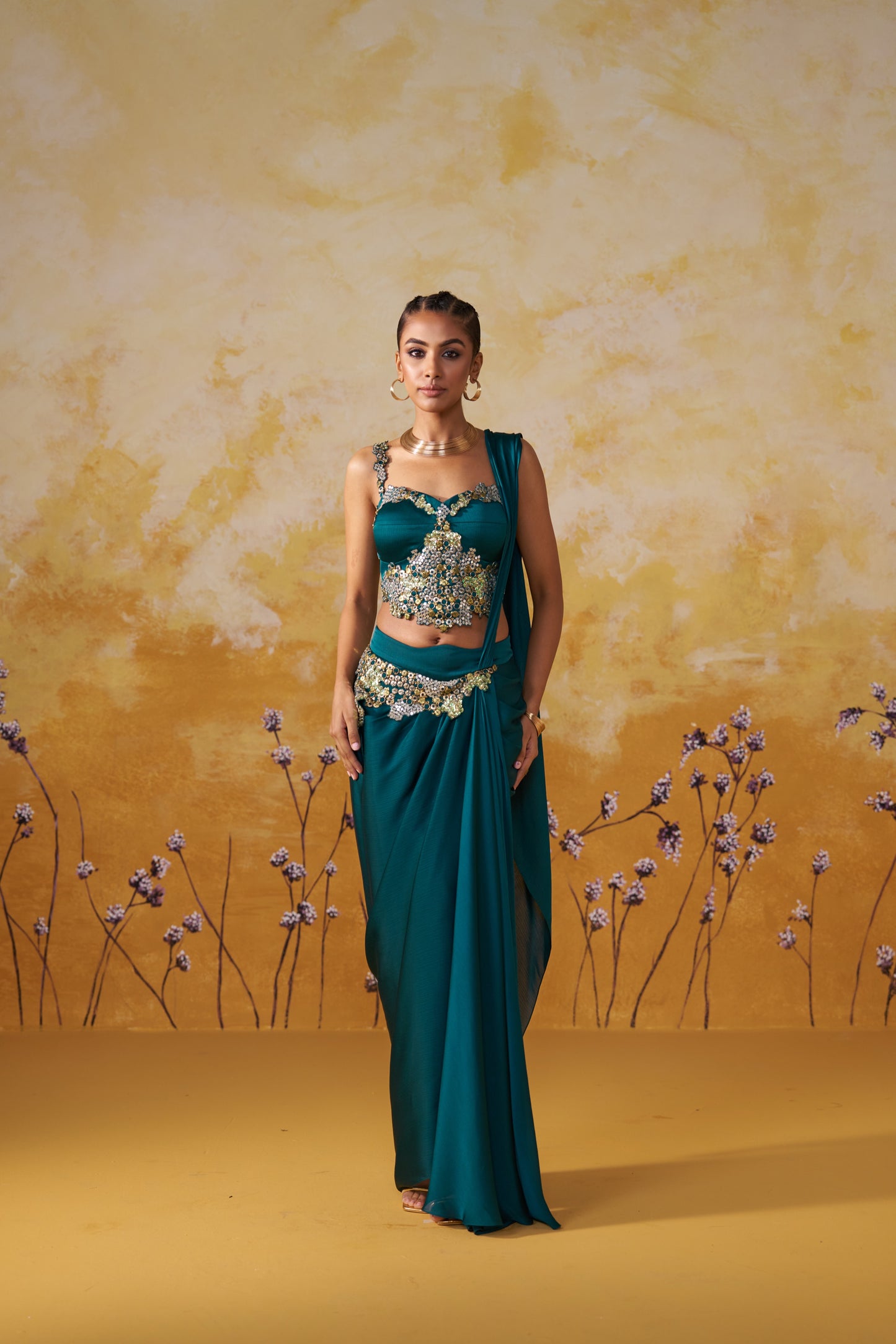 OPALUS DRAPED SAREE SET