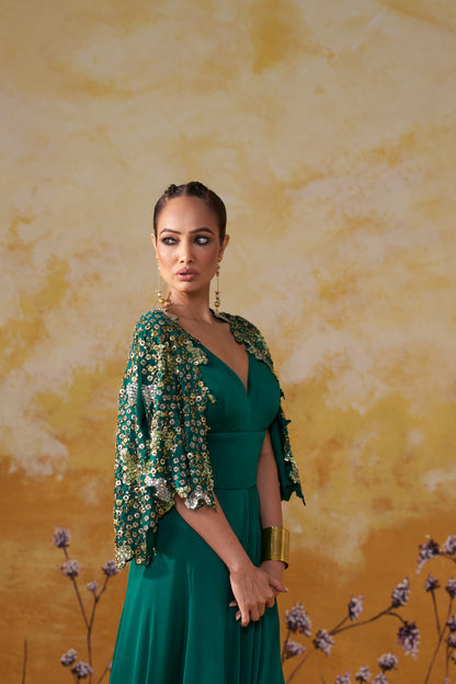 VERDURE CAPE JUMPSUIT