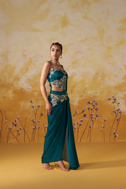 OPALUS DRAPED SAREE SET