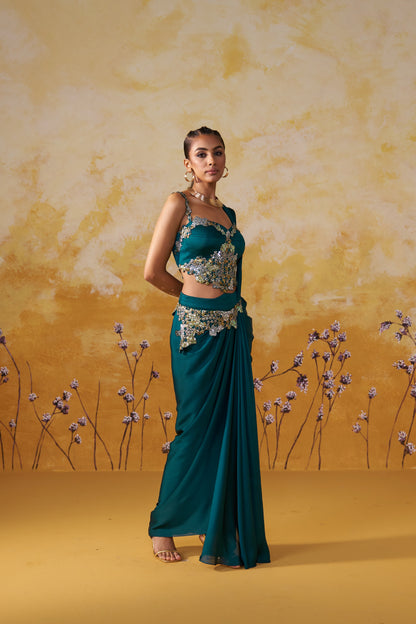 OPALUS DRAPED SAREE SET