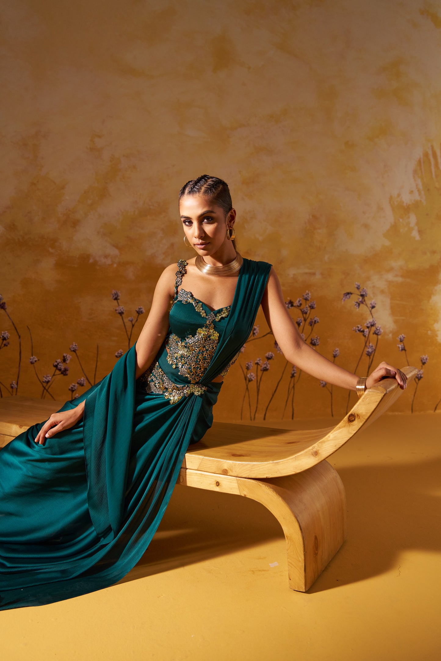 OPALUS DRAPED SAREE SET