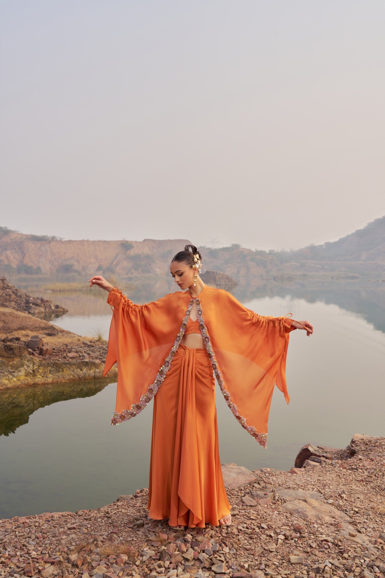 Orange Skirt Set