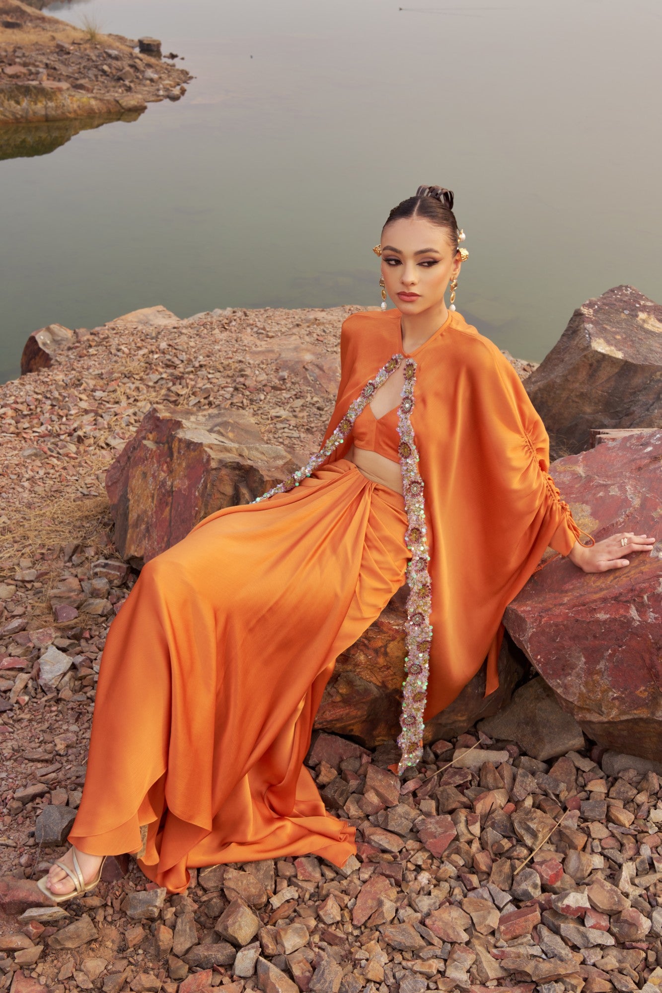 Orange Skirt Set