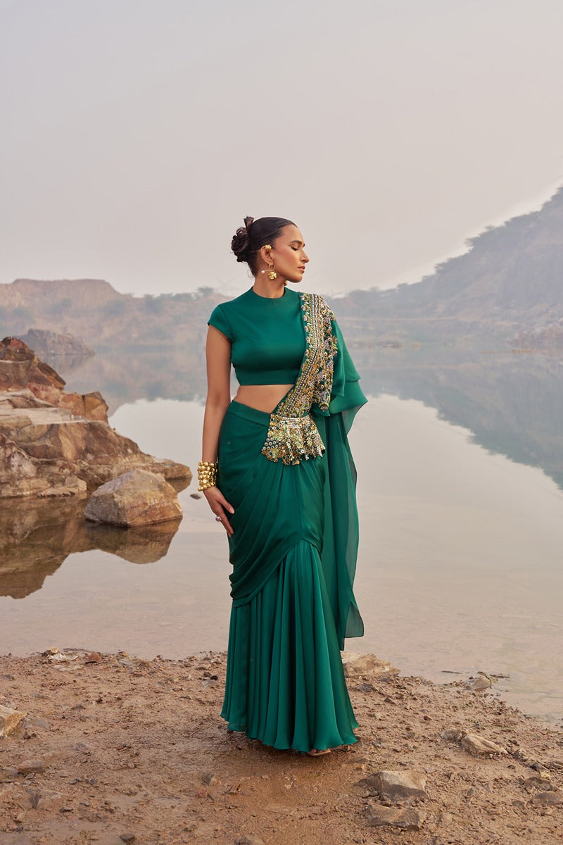 EMERALD QUEEN DRAPE SAREE