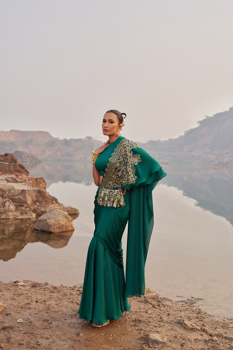 EMERALD QUEEN DRAPE SAREE