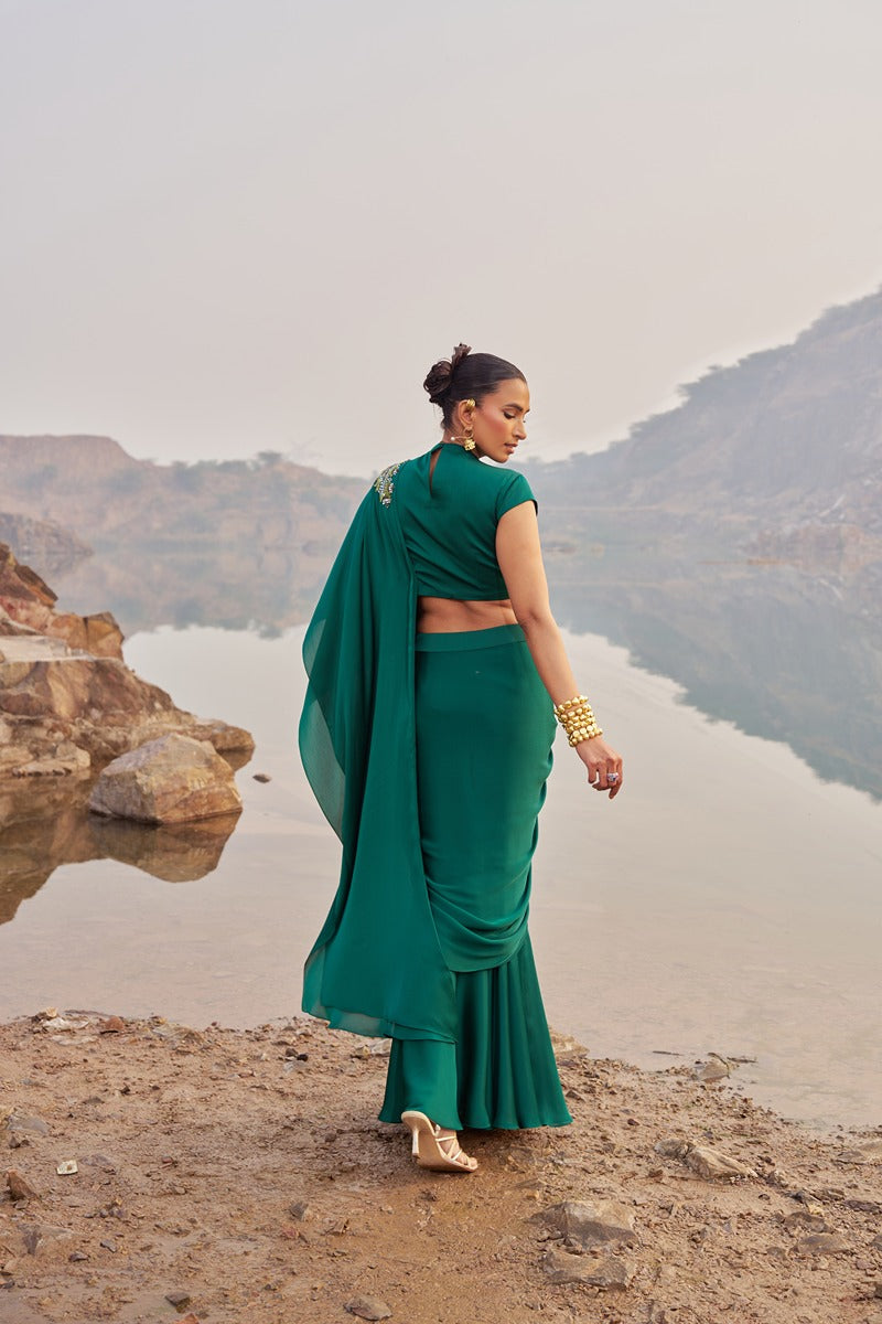 EMERALD QUEEN DRAPE SAREE